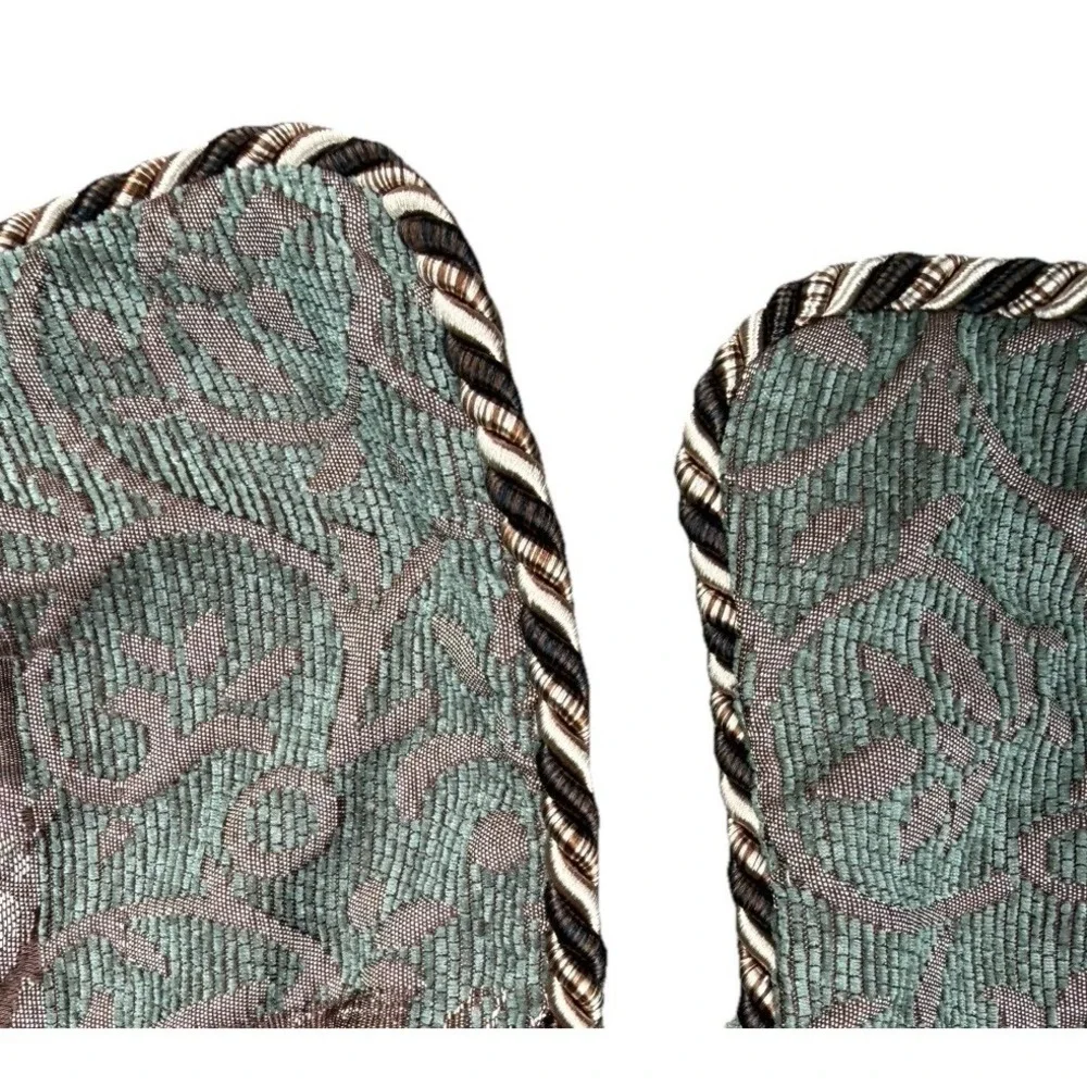 Croscill Galleria King Shams Pair Brown Green Gold Patchwork Paisley Jacquard